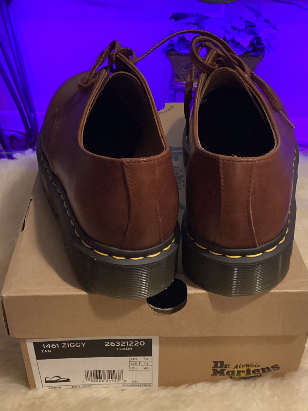 Dr. Martens Tan Leather 1461 Oxford with Yellow Stitching